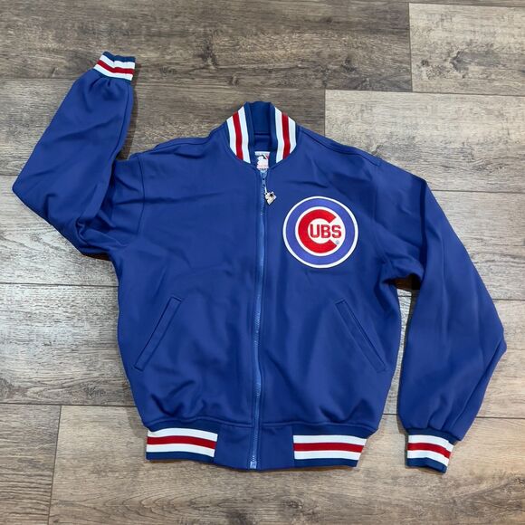 Vintage 80s STARTER Chicago Cubs Full Zip Jacket Made in USA - Men's Size Large - Picture 1 of 10